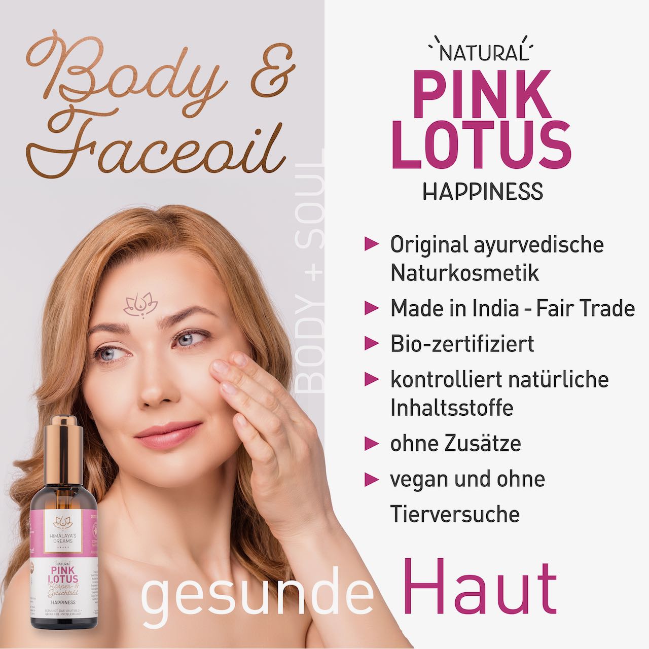 Ayurveda Körper- und Gesichtsöl Pink Lotus/Happiness 100ml