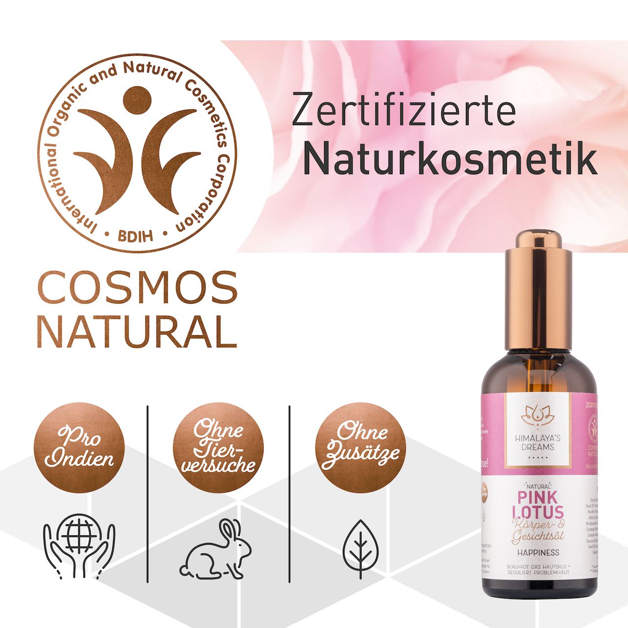 Ayurveda Körper- und Gesichtsöl Pink Lotus/Happiness 100ml