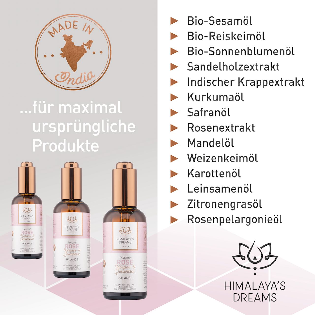 Ayurveda Körper- und Gesichtsöl Rose / Balance 100ml